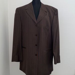 Brown and orange pinstripe suit